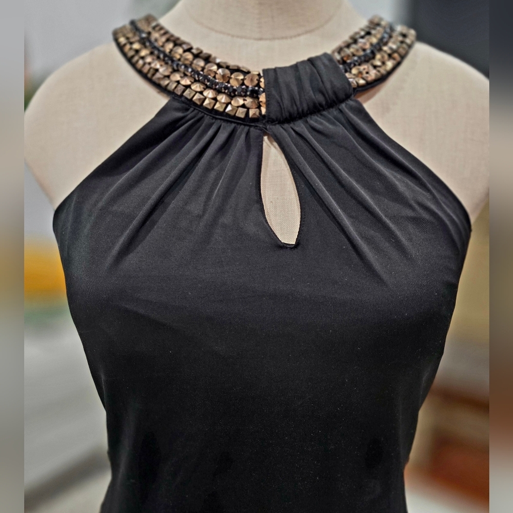 Vintage 2b Bebe Black Halter top with Beaded Neckline